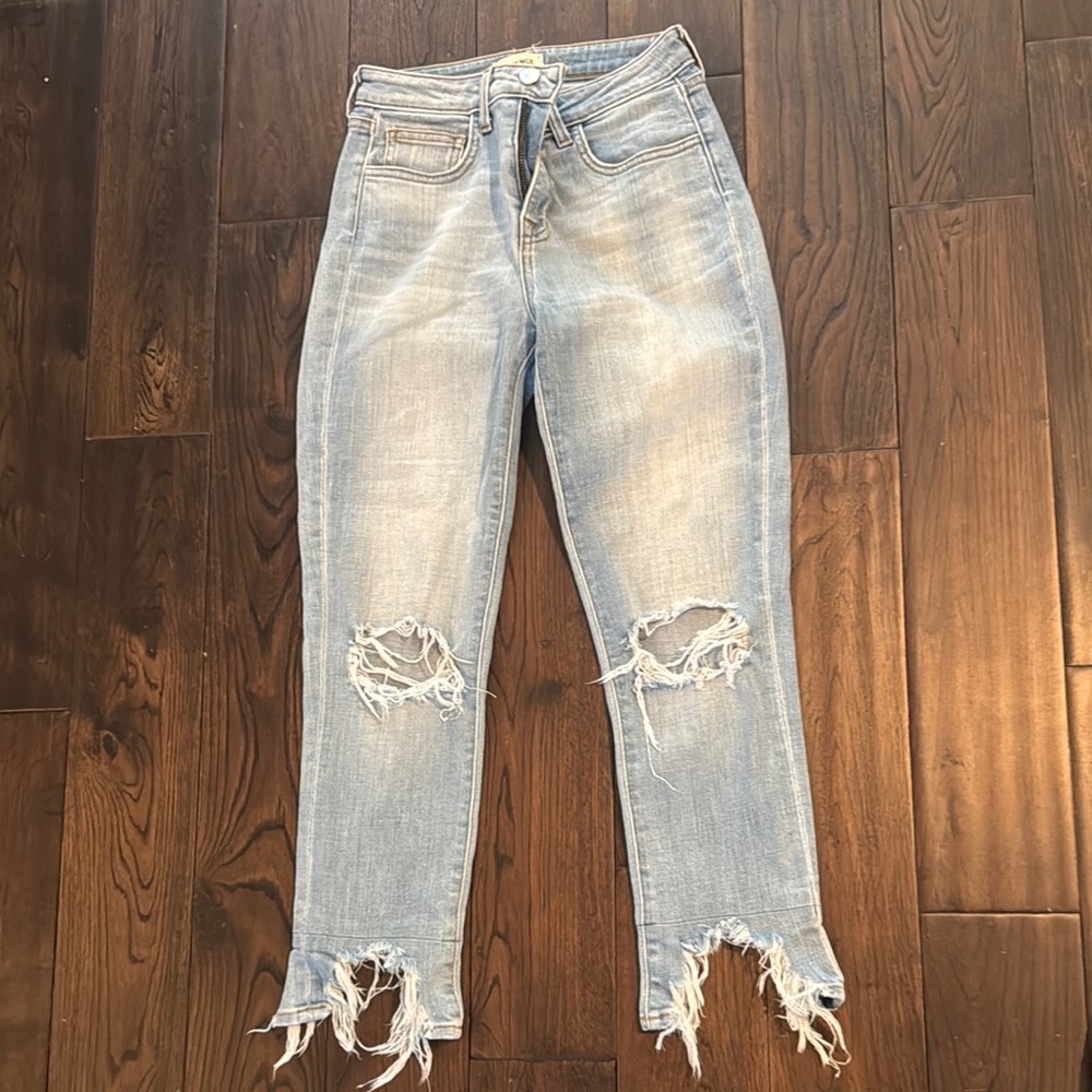 L'AGENCE Blue Skinny Distressed Jeans